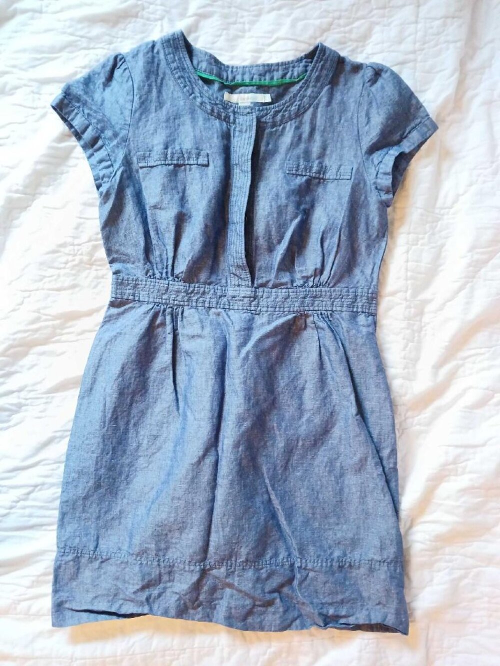 Boden Montmartre Blue Chambray Short-Sleeve Mini Dress